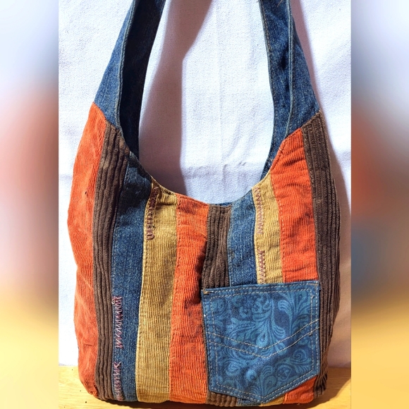 Vintage multicolor cotton hobo bag - Picture 2 of 5